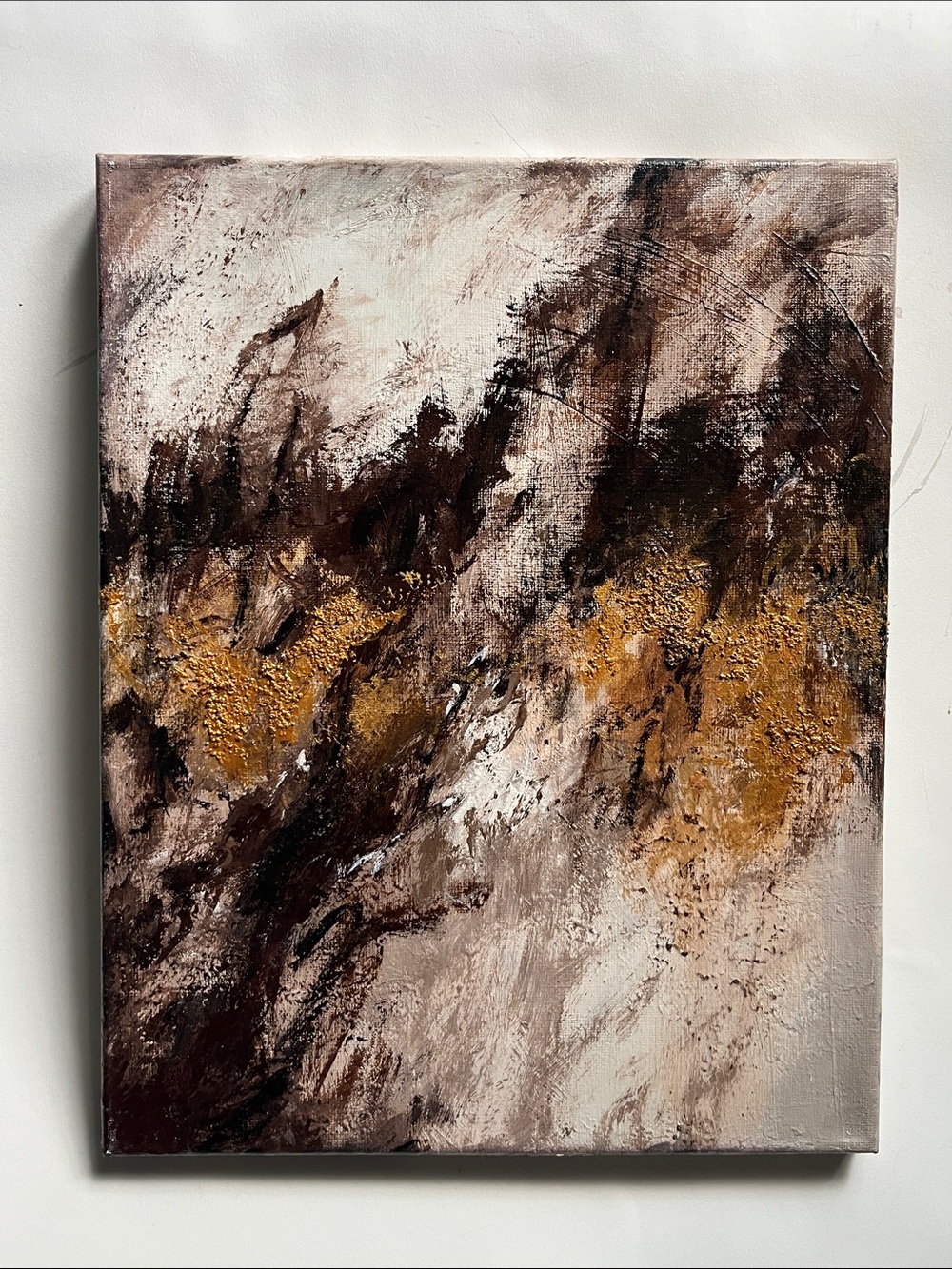 Brown/Gold Textured Abstract Wall Art | 11xx14 Original Painting